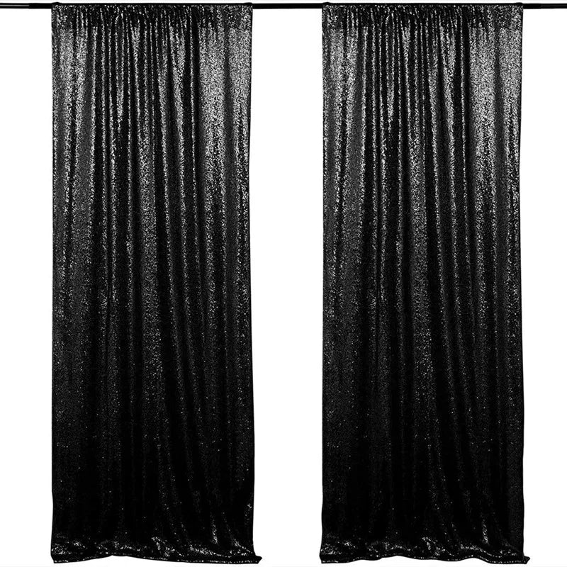 Sequin Backdrop Curtains - 2 Panels 2x8FT,Gold/Silver Backdrop Party Wedding Baby Shower Curtain Sparkle Photography Background