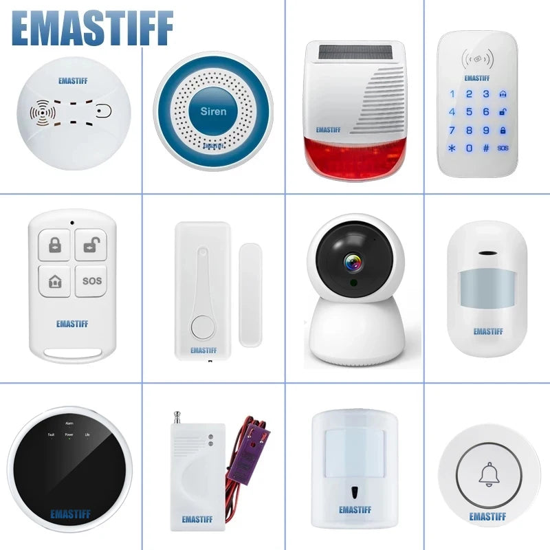 Alarmanlage 2025: Wireless Tuya APP SIM GSM Home RFID Burglar Security - LCD Touch Keyboard WIFI GSM Alarm System Sensor Kit Russian Spanish Voice Collection