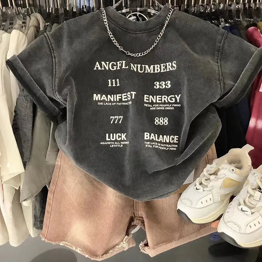 Jungen-T-Shirt 2025: Vintage-Washed Premium Cotton - Trendy Sommer-Collection