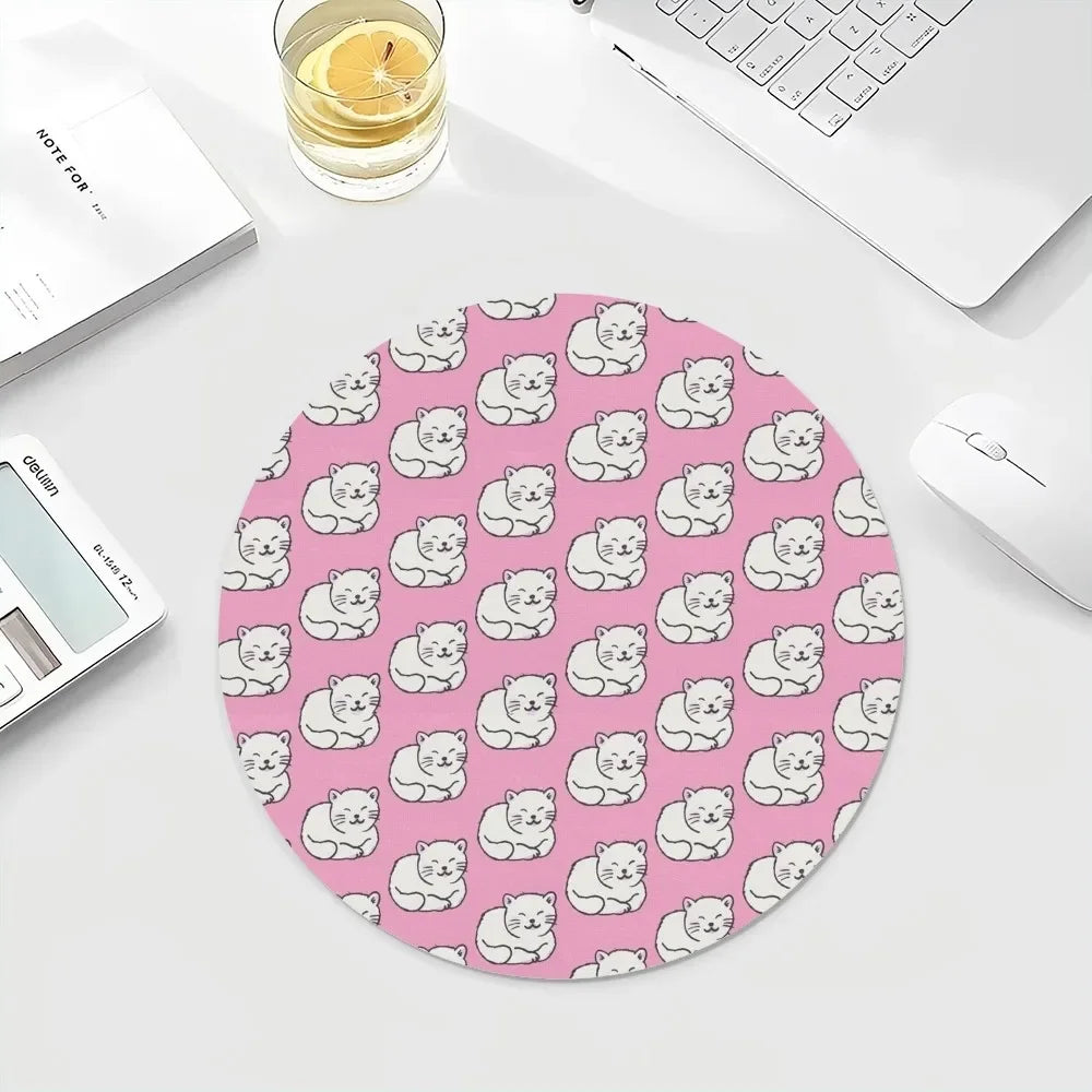 Gaming-Mauspad 2025: Cartoon Cute Cats Anti-Slip - Round Anime Gaming Mouse Pad Teen Girls Collection