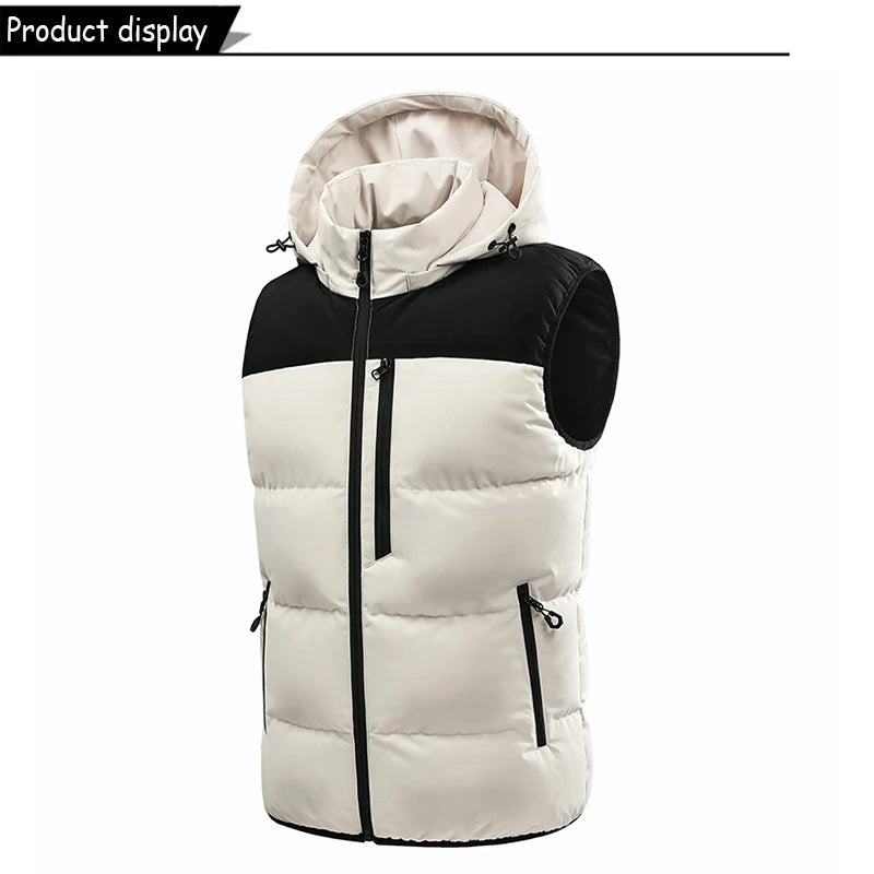 Hots Winddichte Fleece-Weste Abnehmbare Kapuze - Größe M-XL, Reißverschluss, Winddicht