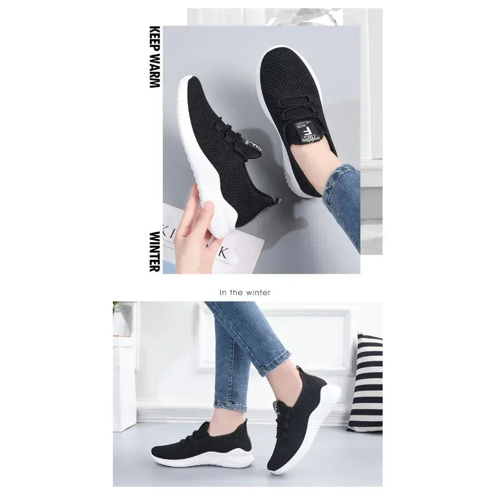 Shoes for women 2025 new casual fashion running shoes flying woven breathable women's shoes soft sole trend sneakers women