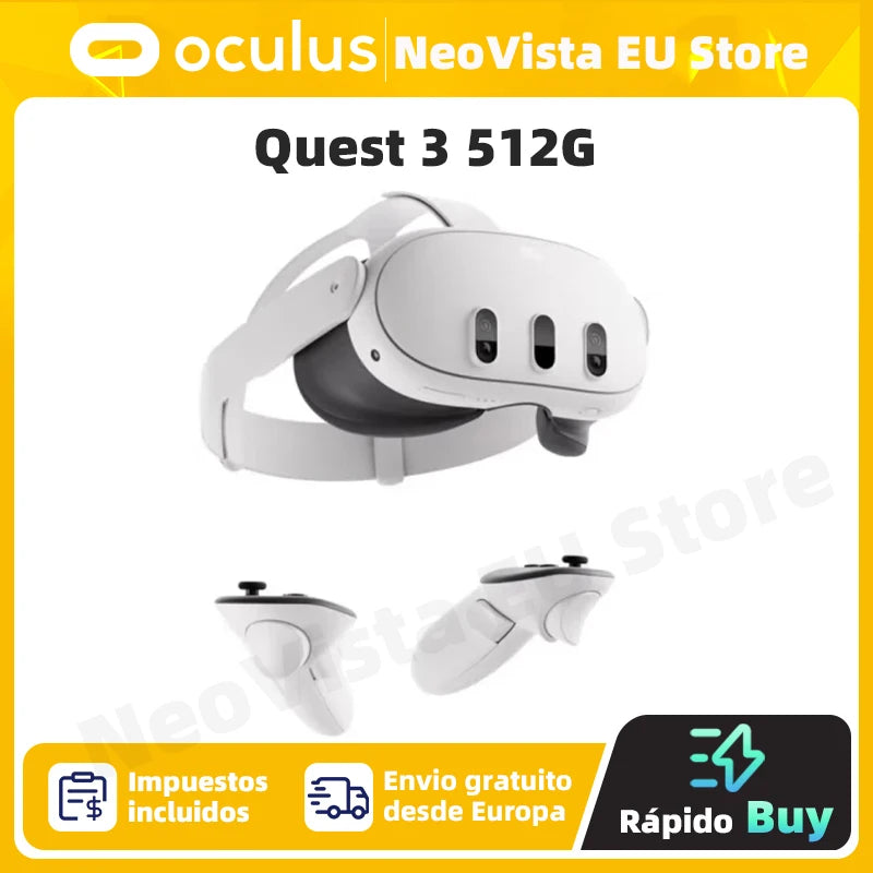 Oculus Quest 3 512G VR-All-in-One-Headset mit integriertem Kopf-VR-Headset-Bewegungssensor-Spielkonsole-Smart-Glasses-Quest-3