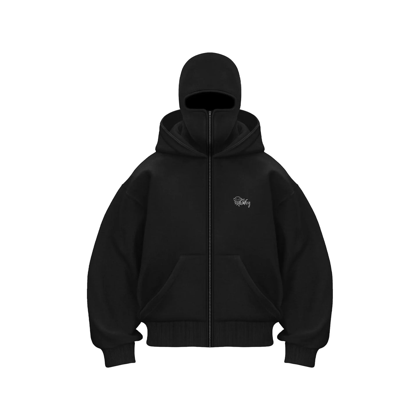 Trendy Balaklava Hoodie - Reißverschluss Größe M Unisex