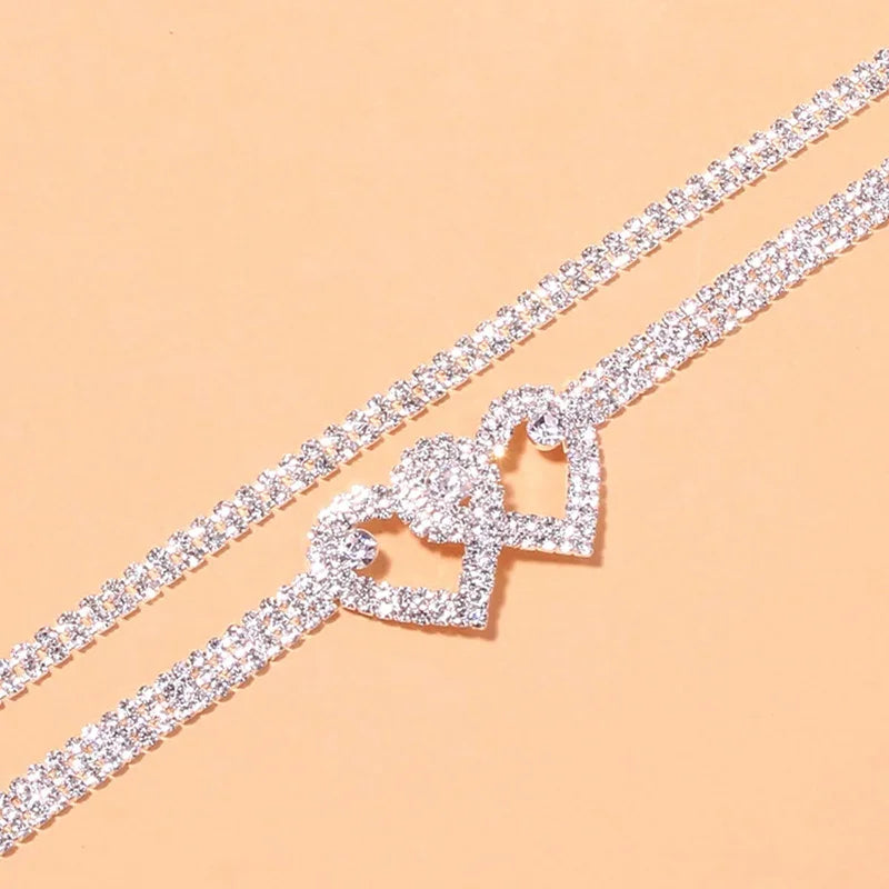 Mode Strass Kette Fußkettchen für Damen - Luxus Glänzende Knöchel Armband am Bein - Weiblich Hochzeit Party Schmuck Fuß Accessoires
