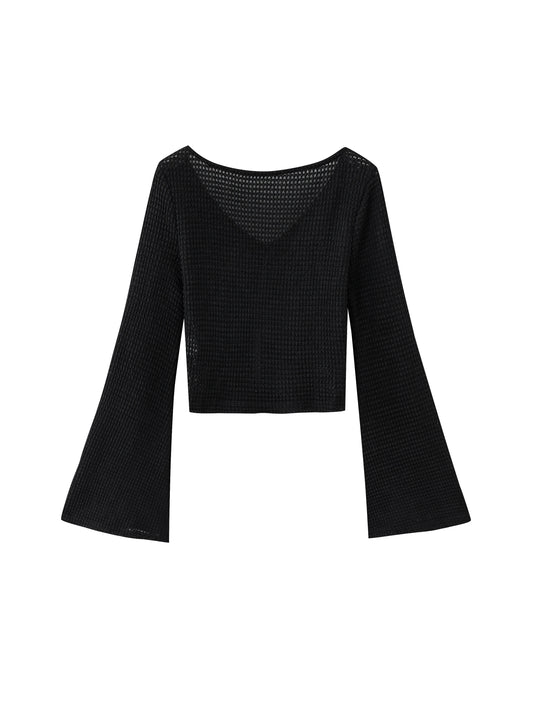 CN-Guangdong Cardigan Glockenärmel - Größe S-L, Kurz