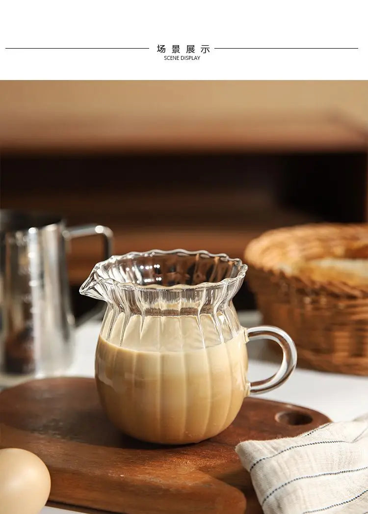 Striped Simplicity Handwork Small Milk Pot Heat-resistant Glass Exquisite Milk Cup Tea Dispenser Milk Pot Espresso Measuring Cup