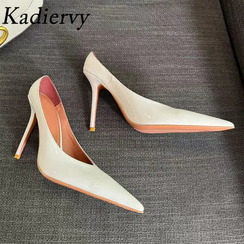 Kadiervy Pumps Spitz Slip On - Lackleder 10 cm Stiletto