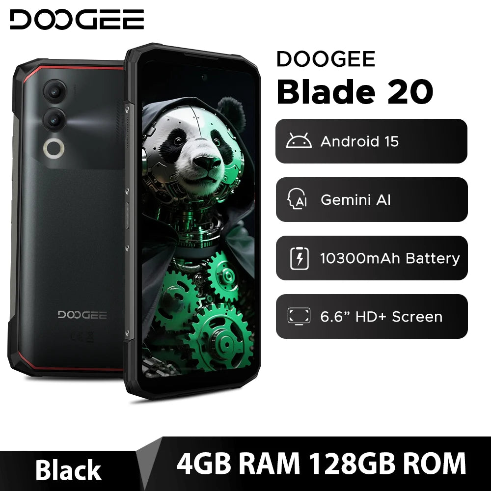DOOGEE Blade20 Robustes Gemini AI Smartphone - 10300mAh 6,6 Zoll 18W