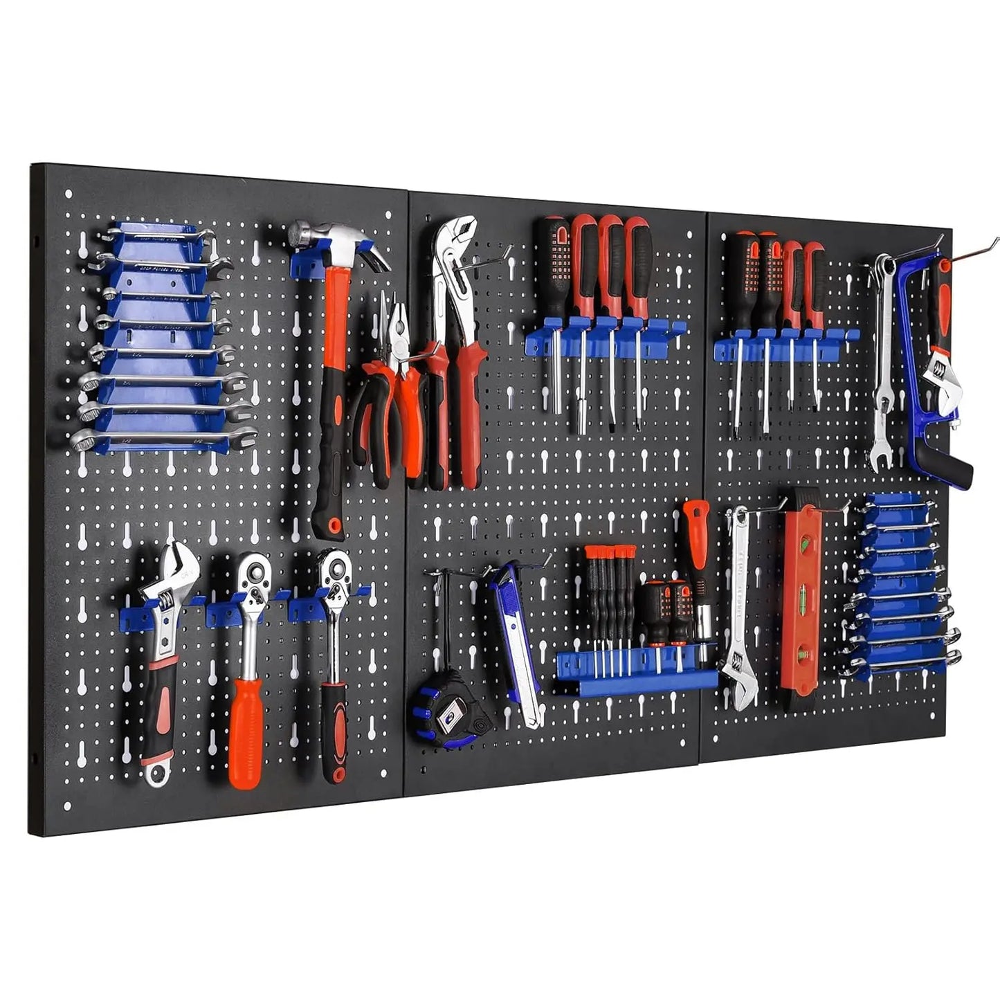 117x55cm Metall Pegboard Wall Organizer, Haken 17PCS Kit, Garage Storage Bins, Panel Tool Organizer Pegboard Wall Control