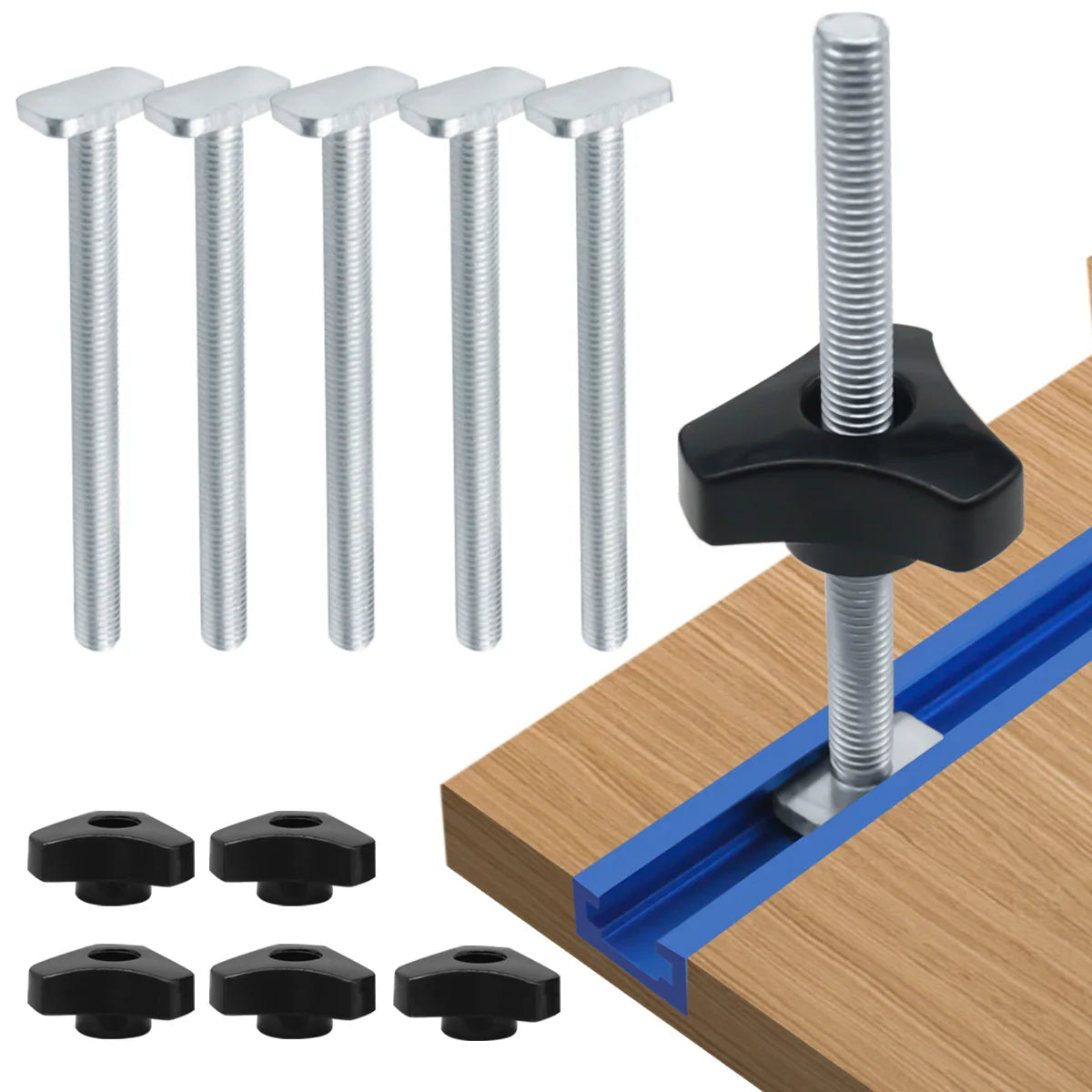 T Track Bolts Knob Kit Miter Track Sliding Nut T-Slider T Slot T Bolt For Woodworking Jigs Fixtures Tools Kit Accessories DIY