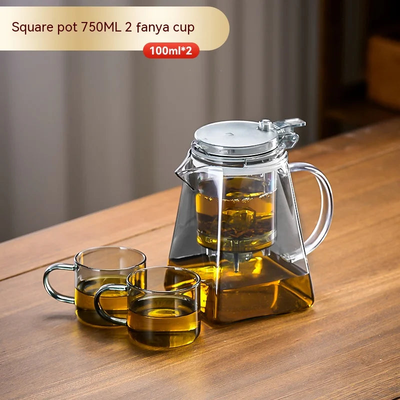 GIANXI Glass Teapot And Pot Household Tea Set Teapot Heat-resistant Tea Water Separation Filter Flower Teapot Glass Teapot