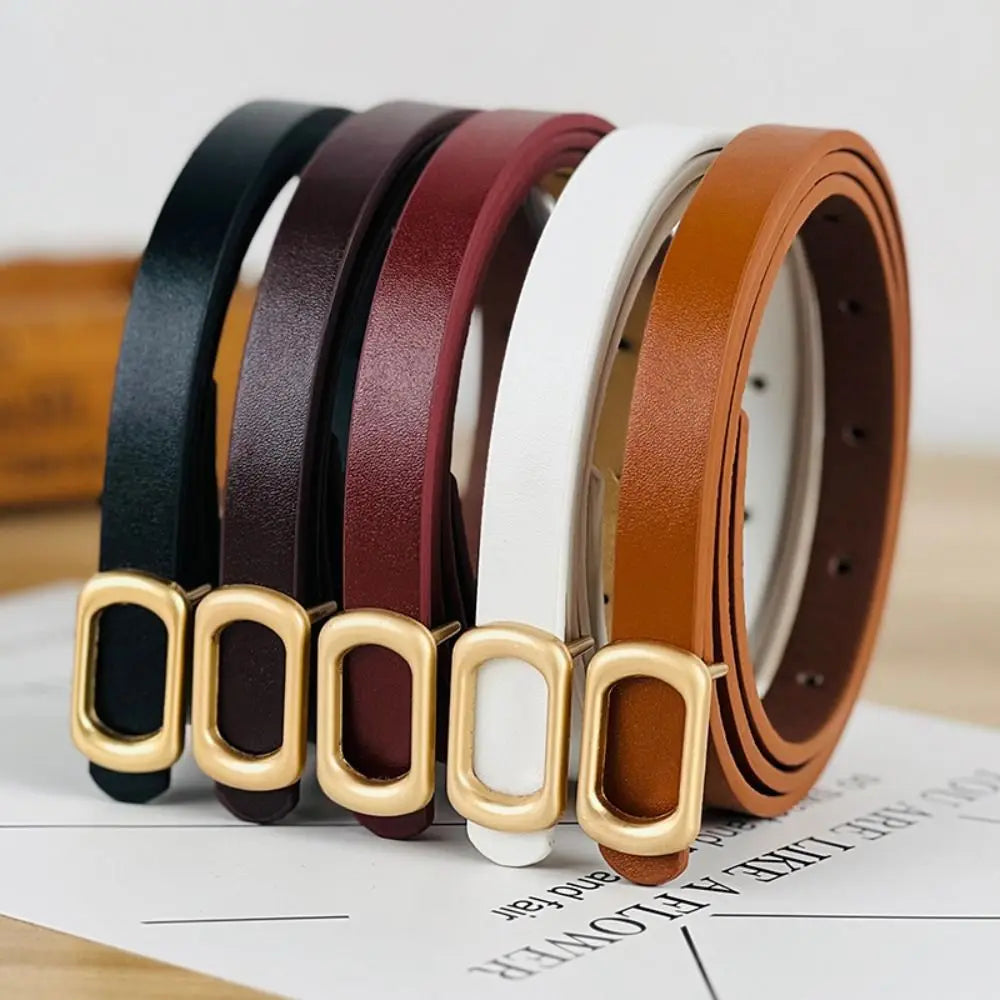 Luxury Design Leather Belt Casual Versatile Women Waistband Thin Waist Strap