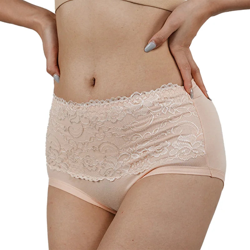 Yueyun NNK826 Dantelă - Set de 4 chiloți din poliester și spandex, talie înaltă