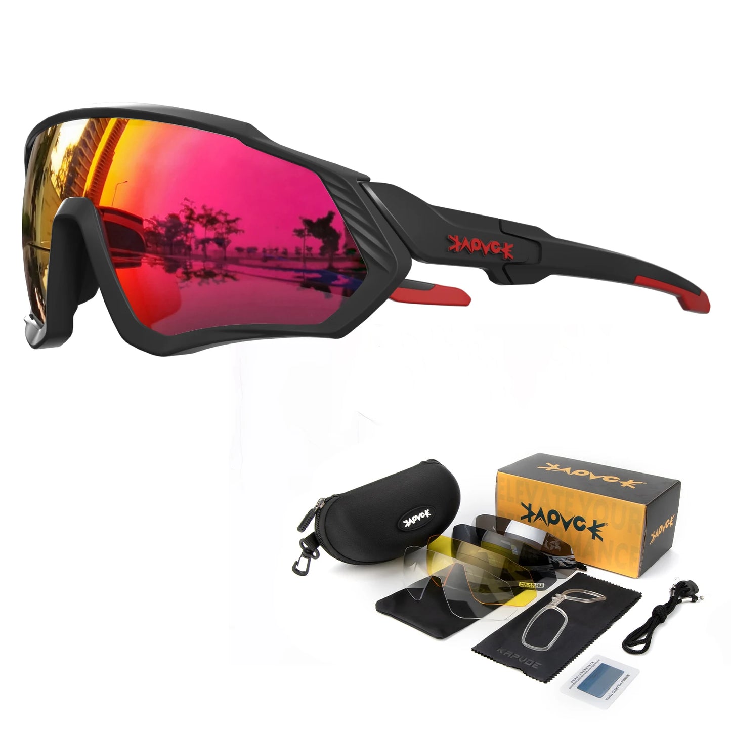 Fahrradbrille 2025: KAPVOE Polarised Cycling Glasses Outdoor Bicycle - UV400 Goggles 5 Interchangeable Lenses Unisex Sports Sunglasses Men Women Collection