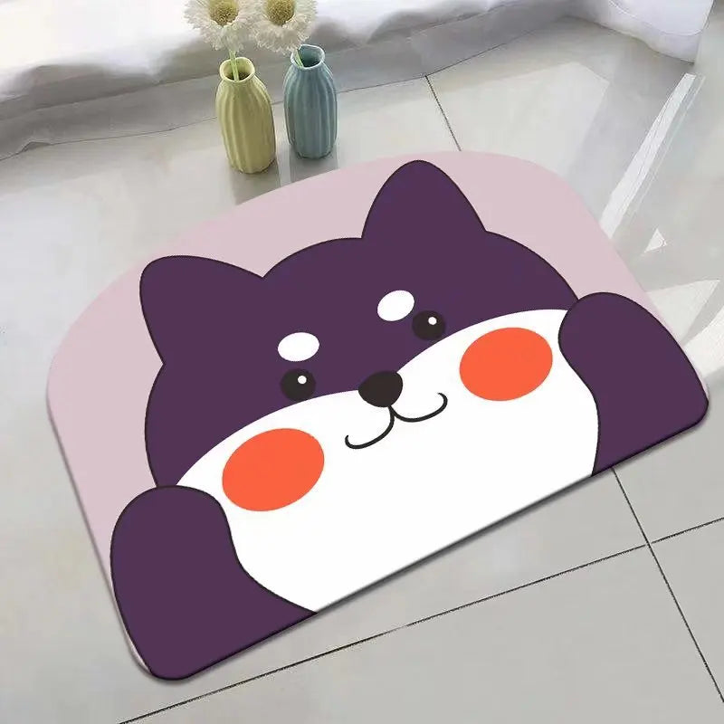 Panda Cartoon Dog Pattern Soft Cushion Bath Mat Quick Dry Super Absorbent Non-slip Bathroom Rug Diatom Mud Carpets Waterproof