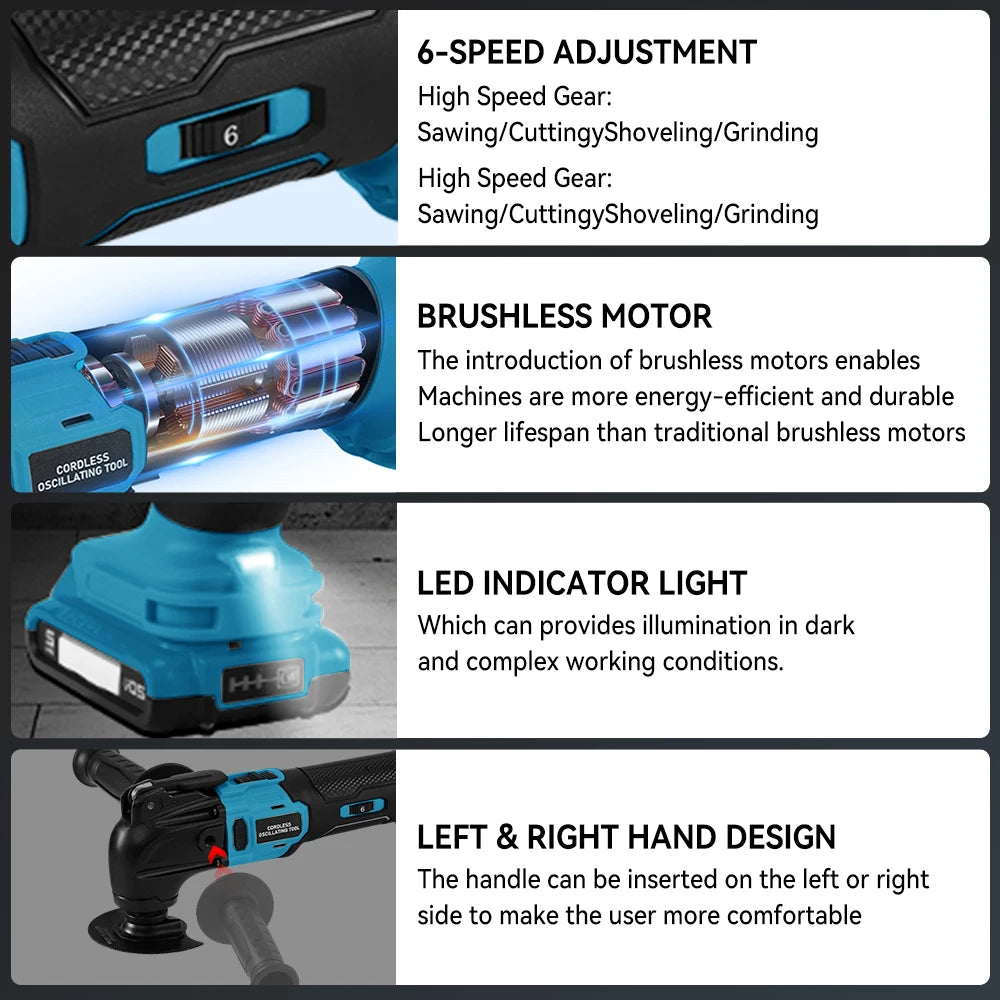 Multifunktionswerkzeug 2025: 6-Gang Brushless Oscillating - Electric Saw Cutting Polishing Makita 18V Collection