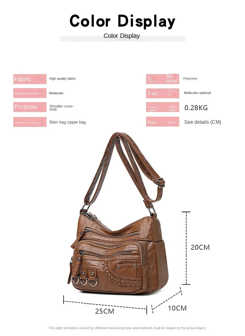 Geantă de umăr Crossbody nouă, din piele spălată moale, geantă mini pentru femei, geantă versatilă