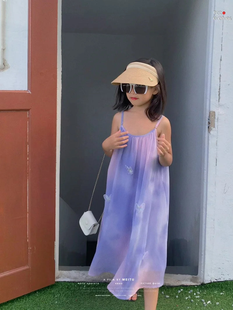 Fashion New Family Matching Outfits Dresses Mother Daughter Clothes Staining Suspender Dress Mom Kids Parent-child Dress Outfits