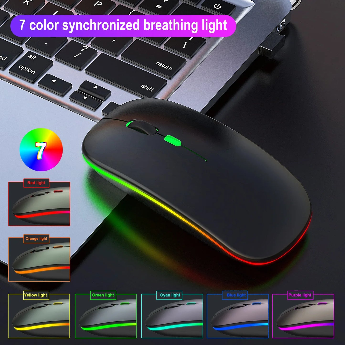 Dual-Mode-Wireless-Maus Bluetooth-kompatibel LED-Rechargeable Laptop-Maus Portable Computer-Mäuse für Laptop iPad Tablet