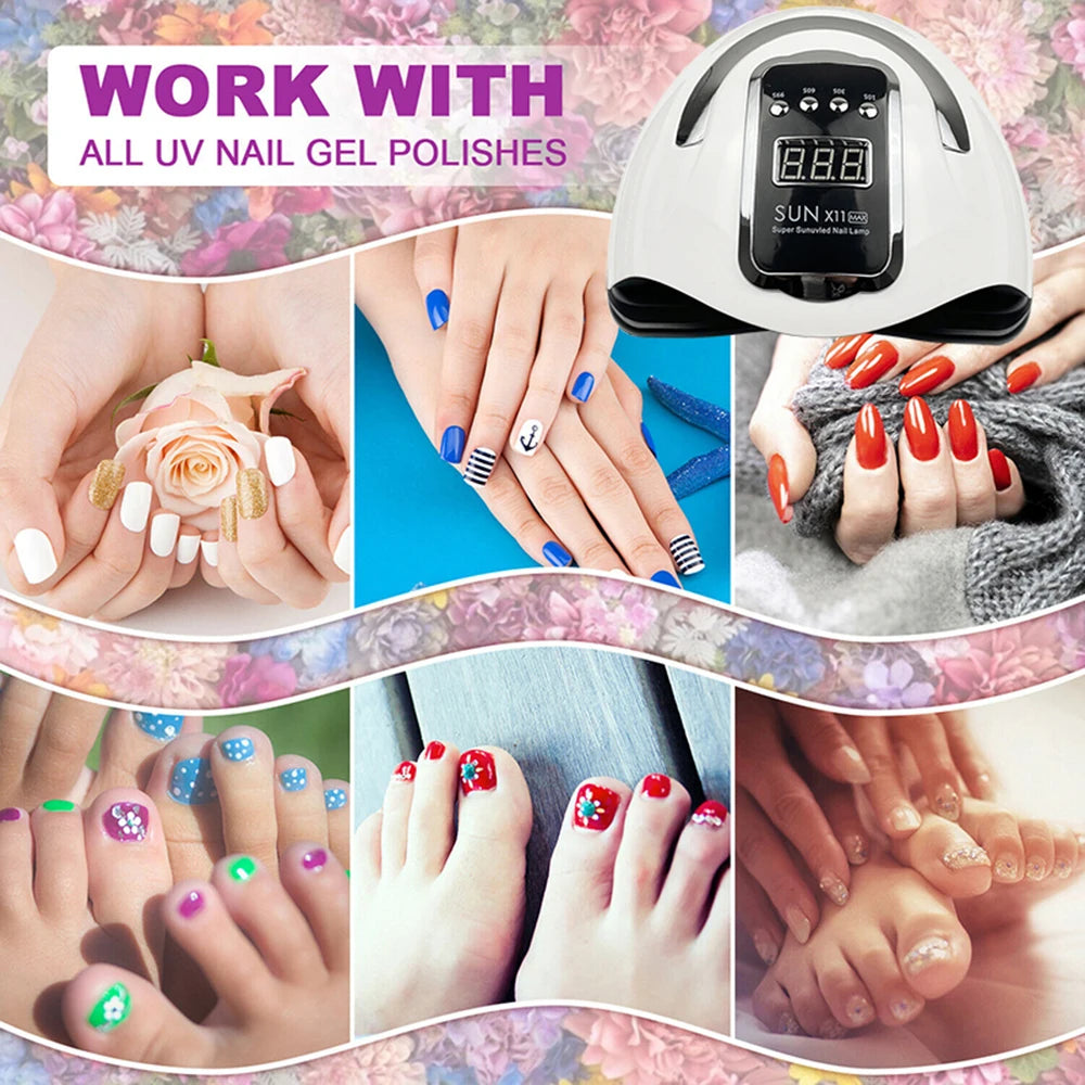 Lampă UV LED SUN X12 MAX pentru manichiură, lampă UV cu 66 de LED-uri pentru uscător de unghii cu senzor inteligent, instrument profesional de salon