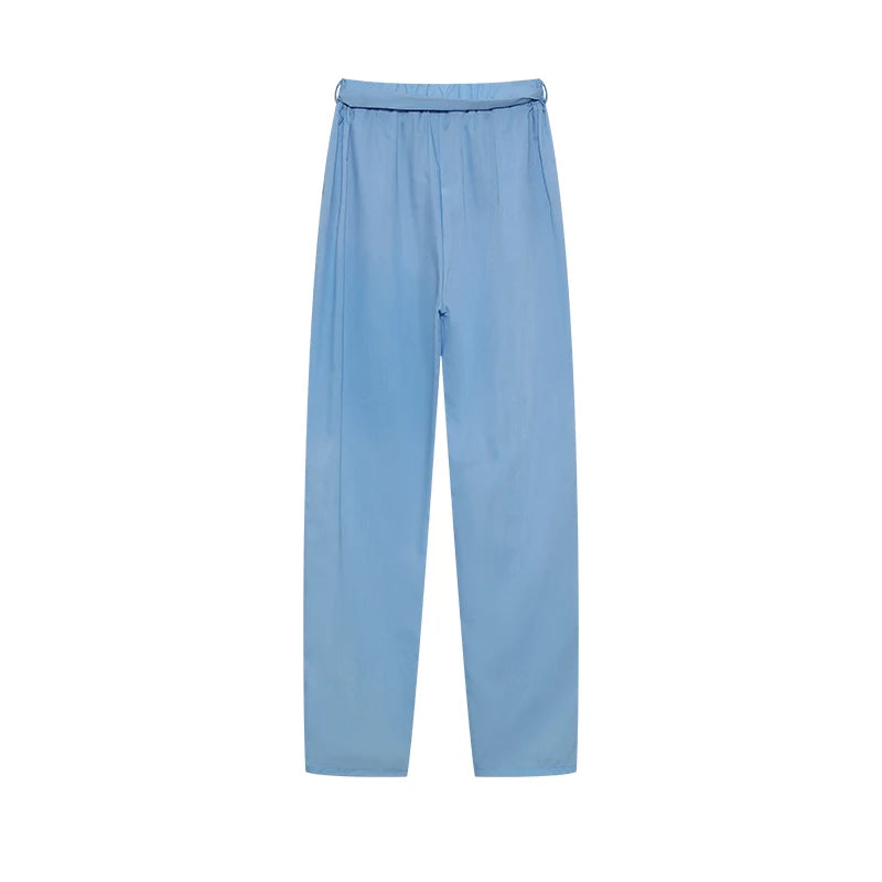 Suit Set Einfarbig Blusenhose Rundhals - Polyester Größe L