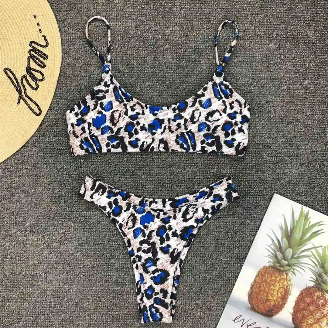 14 Farben S-XL Elegant Leopard Bikini: Varleinsar Wire-Free Low Waist Brasilianischer - Zweiteilig Beach Style Polsterung Leopard-Muster