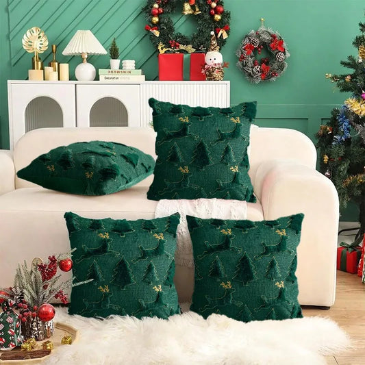 1PCS Christmas retro embroidered pillow case living room sofa cushion Christmas atmosphere home decoration 45x45cm specification