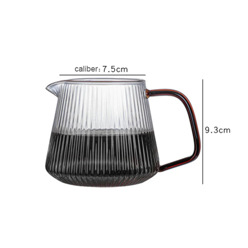Vertical Striped Coffee Pot Glass Coffee Kettle V-shaped Spout Coffee Teapot Practical Coffeeware About 350ml/500ml Reusable