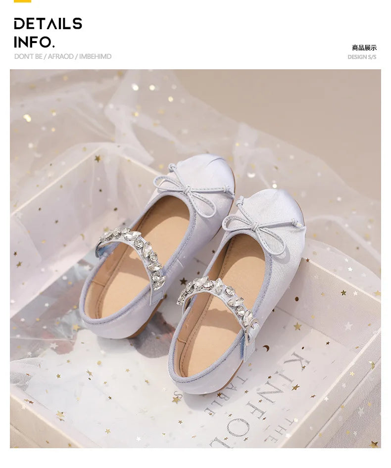 Kinder Prinzessin Schuhe 2025 - Modische Wasser Strass Mädchen Kleine Leder Schuhe - Frühling Neu Weiche Sohle Einzelschuhe 4-6J