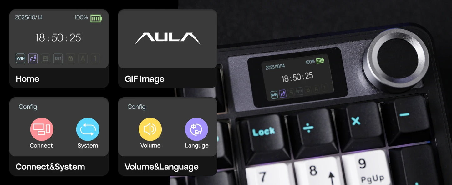 Tastatură de gaming 2025: EPOMAKER X AULA F108 PRO, dimensiune completă, 100% ANSI, cu configurație - înlocuire la cald, cu fir/2.4GHz/Bluetooth, colecție de iluminare de fundal RGB