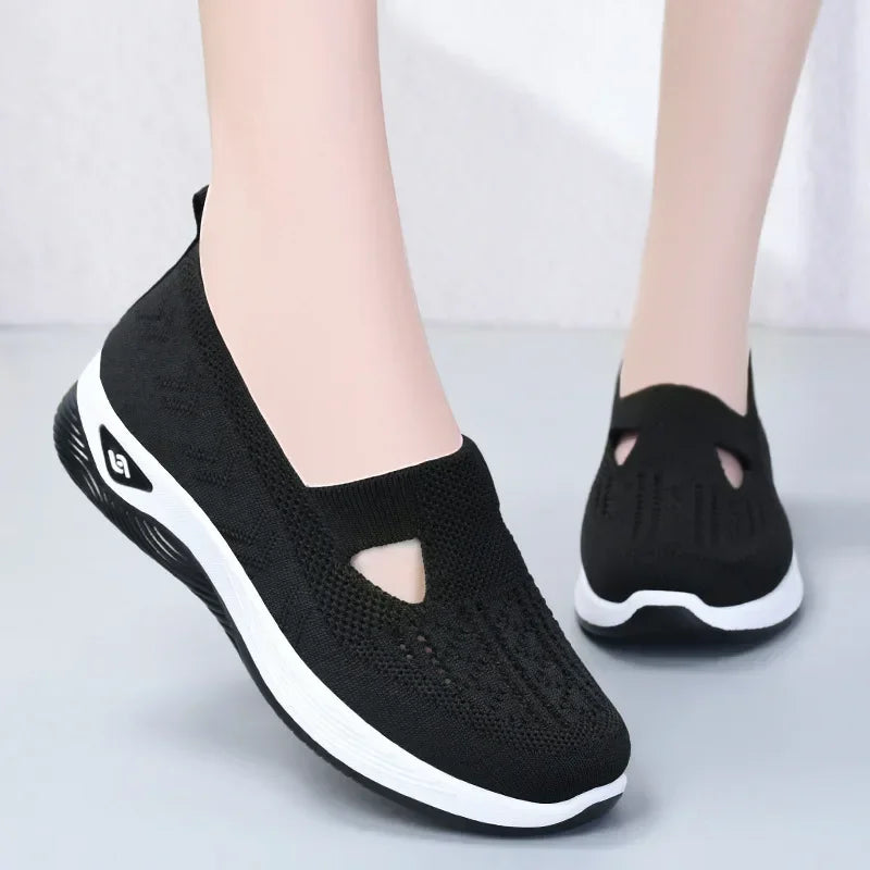 Schuhe Für Frauen Sommer Mode Frauen Cut-out Sneakers Casual Atmungsaktiv Slip On Walking Schuhe Leicht Outdoor Flach Schuhe