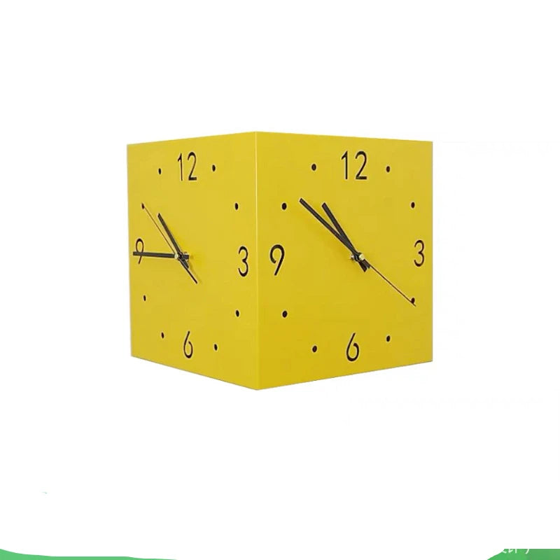 Creative Corner Wall Clock Square Simple Double Sided Wall Clock with Arabic Numeral Scale Analog Silent Wall Clock Home Decor