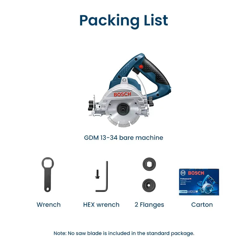 Bosch GDM 13-34 Electric Circular Saw 110mm Tile Stone Marble Granite Cutting Machine 2.8Kg 1300W Portable Discs Saw Power Tool