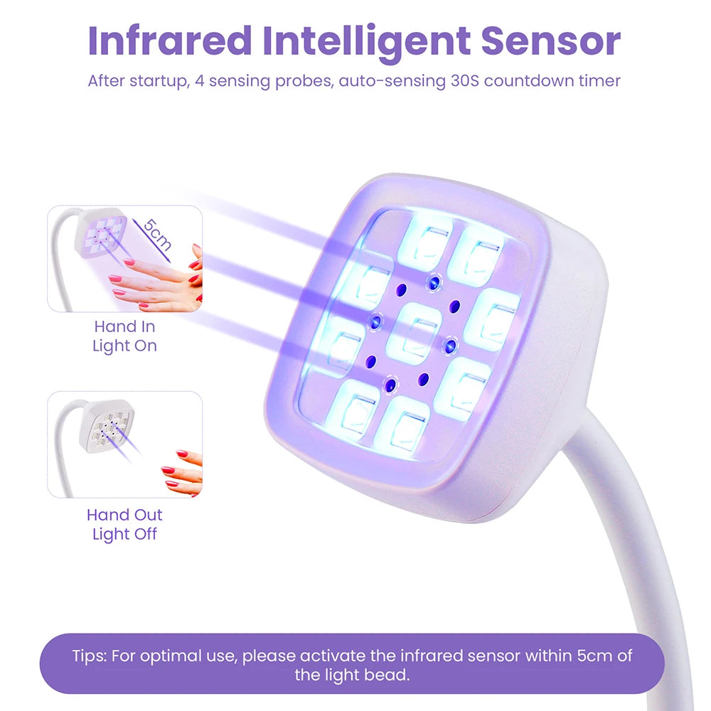 Lampă UV LED reîncărcabilă pentru unghii cu gel, lampă UV profesională pentru uscător de unghii cu LED pentru salon de artă pentru unghii