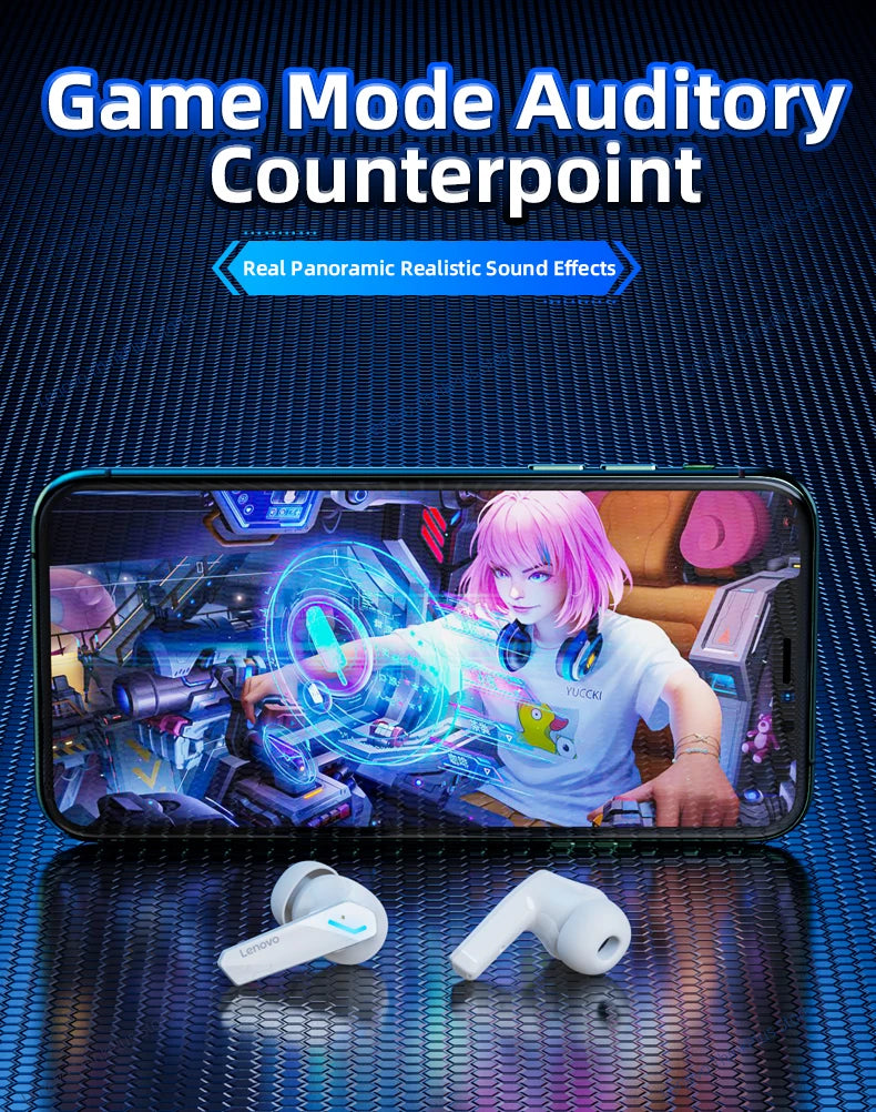 Căști de gaming 2025: Lenovo GM2 Pro Bluetooth 5.3 - Colecția Sports Wireless In-Ear Low Latency