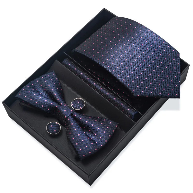 Men's Tie Pin cuff square bow Tie with pocket square cufflinks Set Paisley Men's Business Wedding Suit Accessories 6-piece set