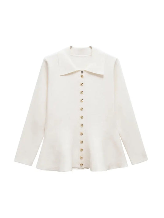 TRZA Strickjacke Reverskragen - Knopf, Stretch, Regular