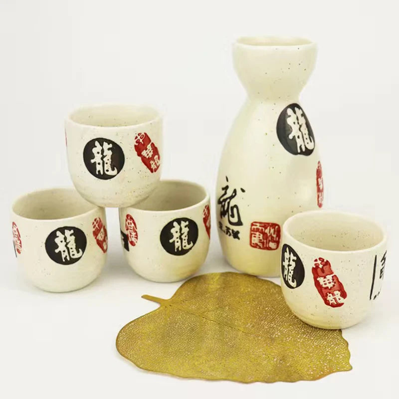 Japanese Style Sake Pot Household Retro Small Wine Cup White Wine Pot Hot Wine Pot Warm Wine Pot Wine Glass Ceramic Sake Set