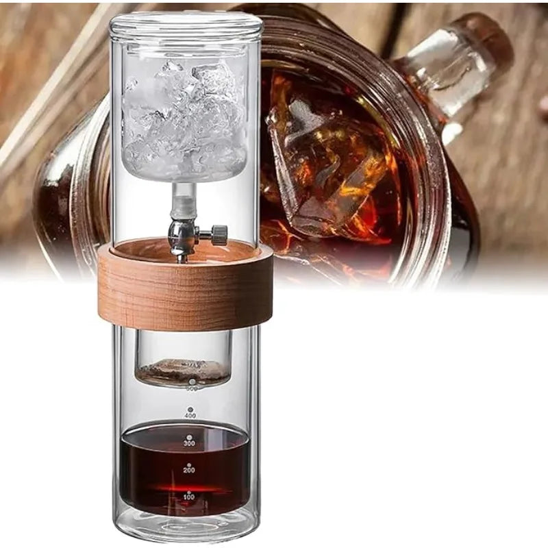 Glass Ice Drip Cold Brew Coffee Pot Portable Ice Cold Drinking Coffee Maker Home Kitchen Use Pour Over Kettle Removable Cleaning
