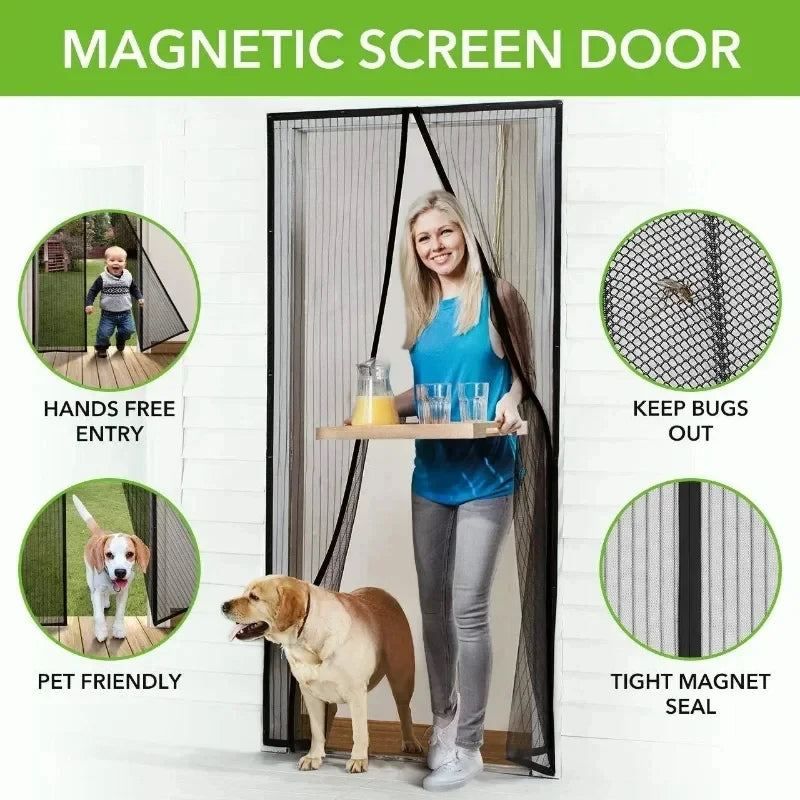 Self Closing Magnetic Mosquito Net, Invisible Door Mesh, Insect Divider Curtain, Magic Mesh, Suitable for Summer and Autumn use