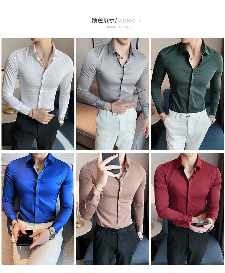 8Farben SlimFit Langarmhemd - Gr. M-L, Feiner Stoff