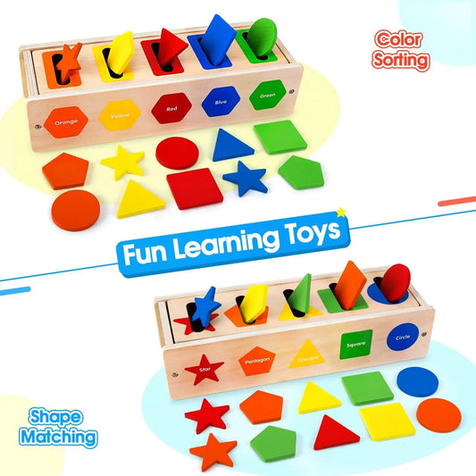 Toddler Montessori Toys Wooden Shape Color Sorting Toys Fine Motor Skill Fishing Game Activities Early Learning Educational Toys