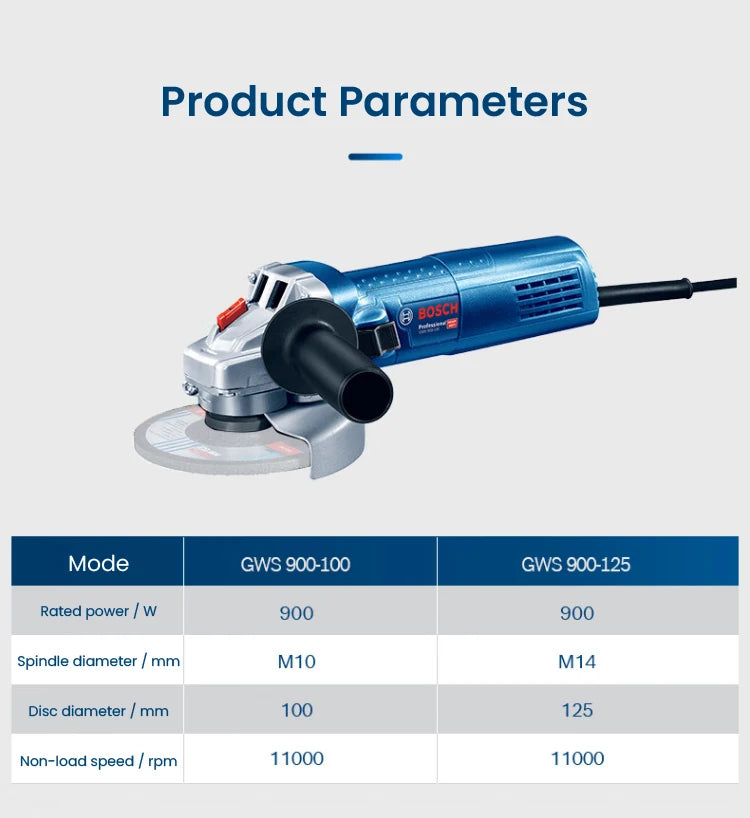 Bosch Professional Angle Grinder GWS 900-125 /100 Electric Grinder 900W Motor 125mm Slice Grinding Cutting Polishing Rotary Tool
