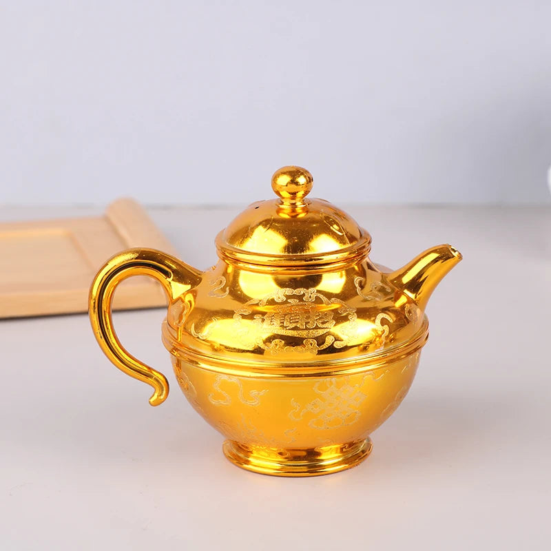 Wine Kettle Coffee Pot Set Vintage Wine Glasses Jug Exquisite Tea Pot Golden Teapot Household Classic Temple Offering Cup