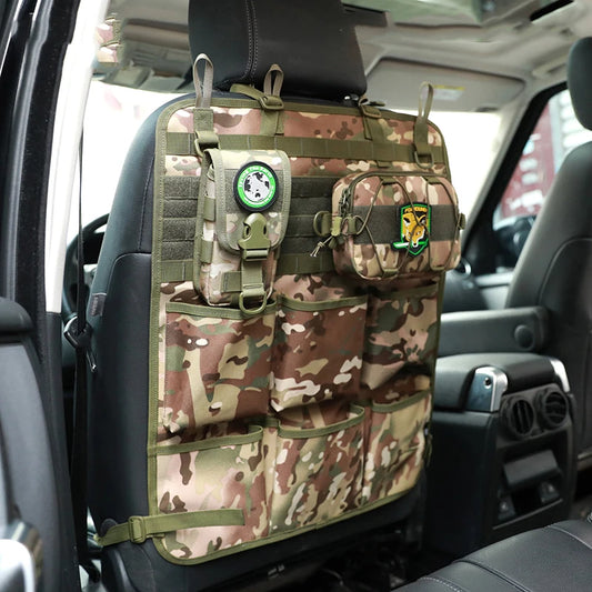 Organizator auto, geantă de depozitare pentru spătarul scaunului, multifuncțională, camuflată, genți agățate, depozitare auto, buzunar, accesorii interioare, 1 bucată