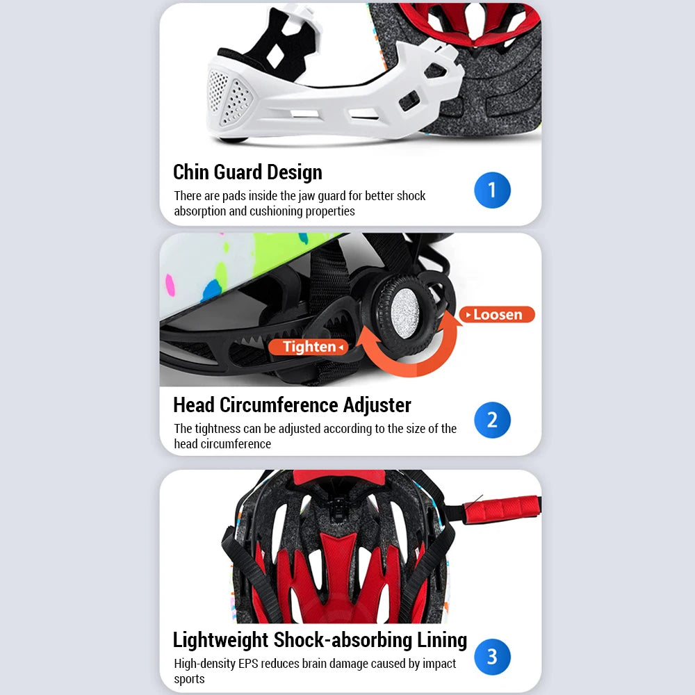 Children's Helmets Adjustable Breathable Roller Balance Bbike Sports Helmet LED Bicycle Riding Scooter Children's Full Helmet