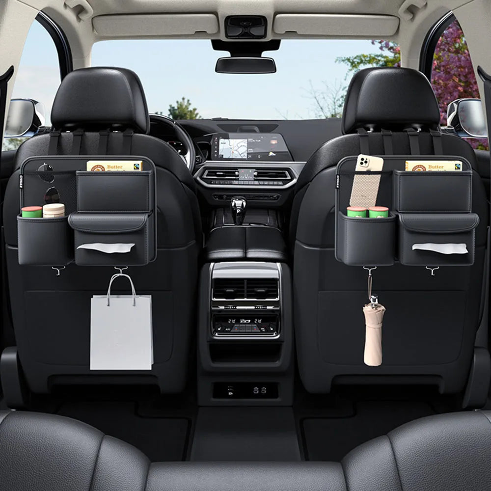 Car seat back storage hanging bag Car Backseat Organizer Anti Kick Pad Cup Holder Car Accessories with Hook Tissue Holder