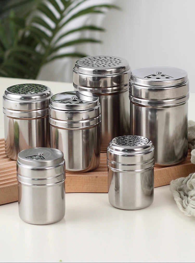 Multi-purpose Stainless Steel Seasoning Jar Toothpick Holder Salt Sugar Bottle Rotating Cover Spice Pepper Shaker Kitchen Gadget