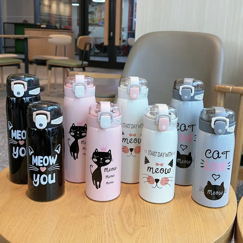 CREAWIND Cartoon Cat Vakuumflasche - Edelstahl 350/500ml